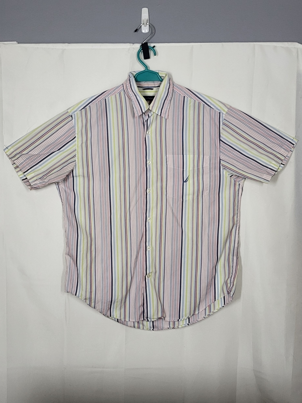 Nautica Pastel Multi-Stripe Short Sleeve Button-Down Shirt